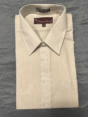 Tan Etienne Aigner Mens Long Sleeve Button Down Shirt